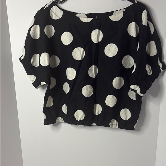 Tabitha Brown Tops - Elegant Black and White Polka Dot Blouse
